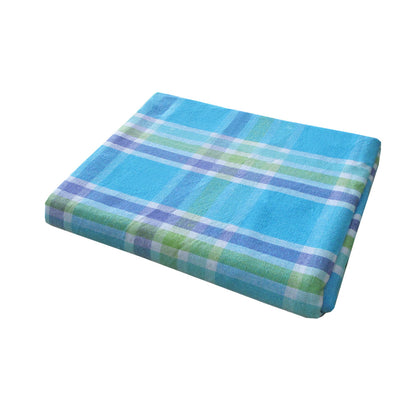 Cotton Plaid Checks Oblong Table Cloth Blue 150 x 230cm V442-BZO-TABLEC-PLAIDCHECKS230-BLUE-RE