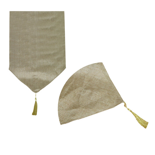 Metallic Texture Table Runner with Tassel 33 x 180 cm Gold V442-BZO-TABLER-METALLIC-GOLD-RE