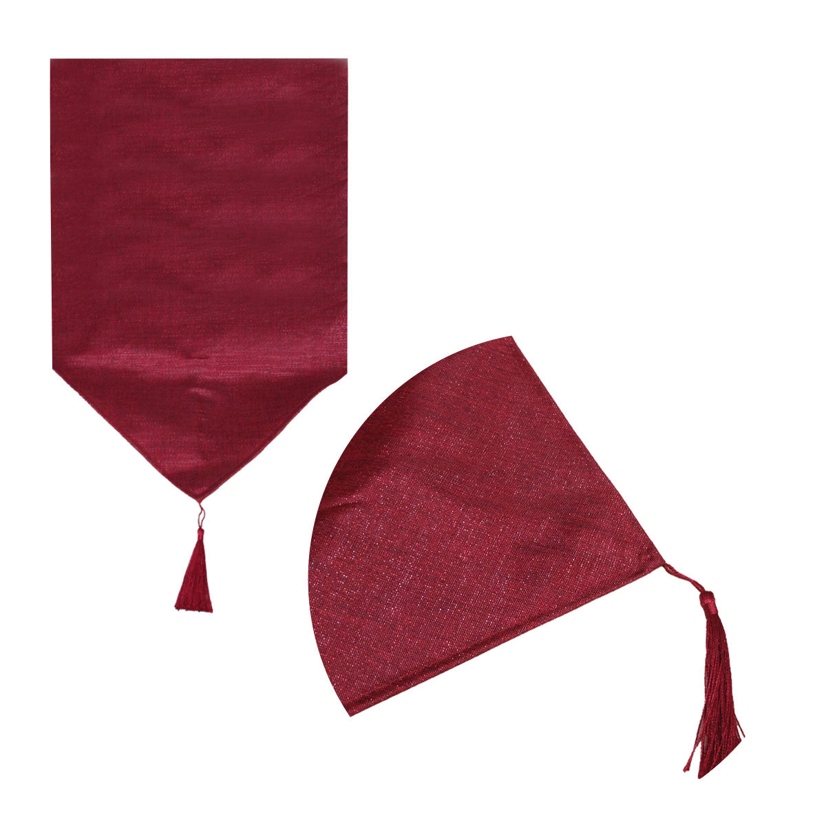 Metallic Texture Table Runner with Tassel 33 x 180 cm Red V442-BZO-TABLER-METALLIC-RED-RE