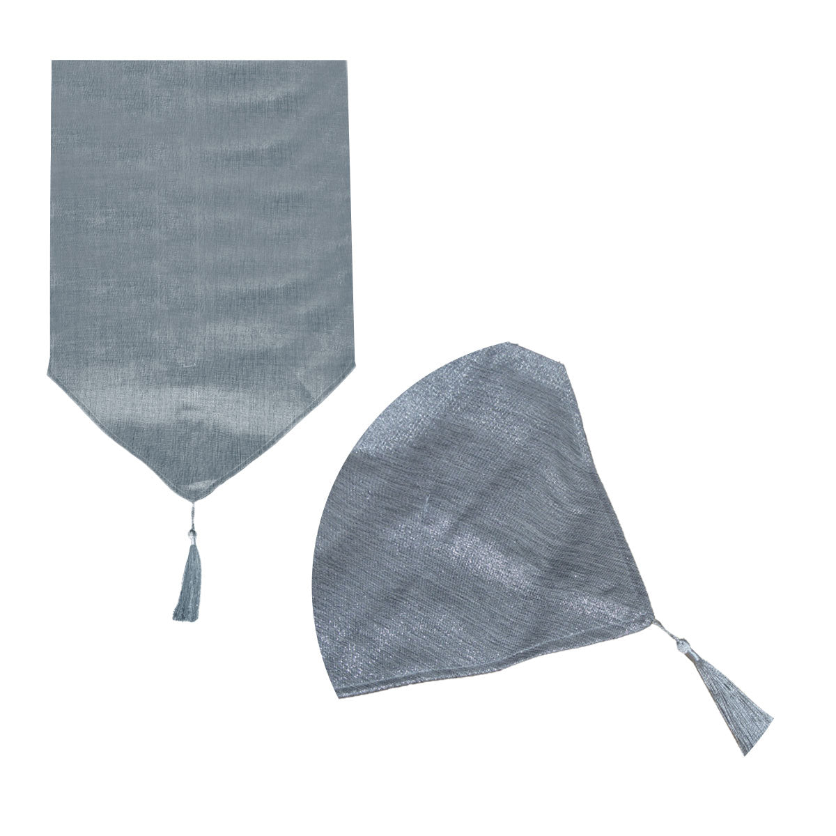 Metallic Texture Table Runner with Tassel 33 x 180 cm Silver V442-BZO-TABLER-METALLIC-SILVER-RE