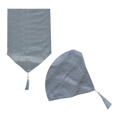 Metallic Texture Table Runner with Tassel 33 x 180 cm Silver V442-BZO-TABLER-METALLIC-SILVER-RE