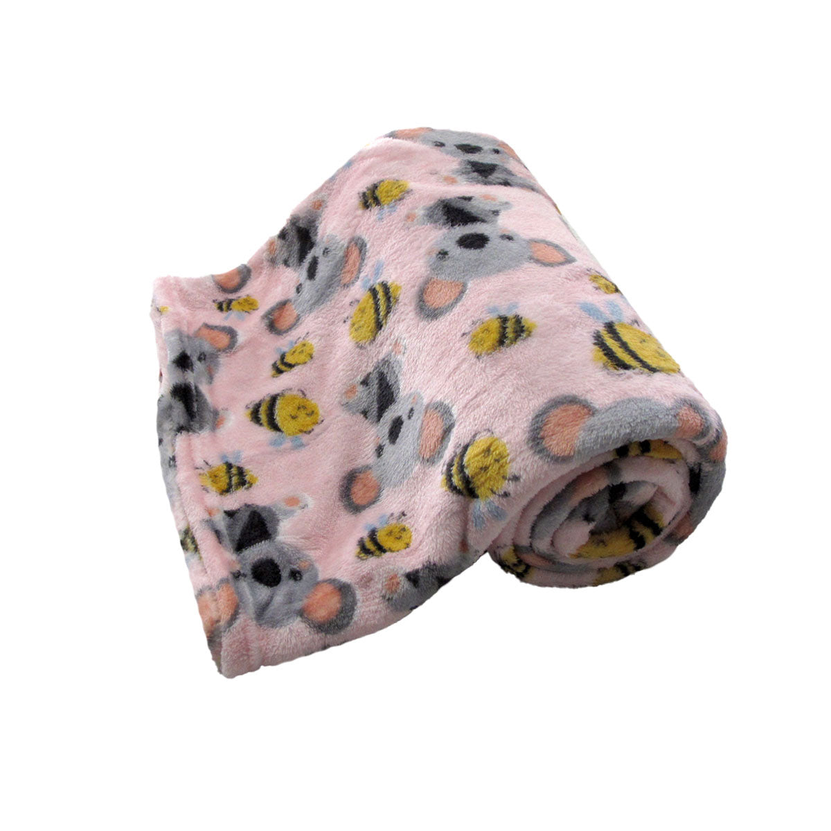190GSM Girls Cute Ultra Soft Coral Fleece Throw 127 x 152cm Bees & Koalas V442-BZO-THROW-CORALBEESKOALAS-PINK-RE