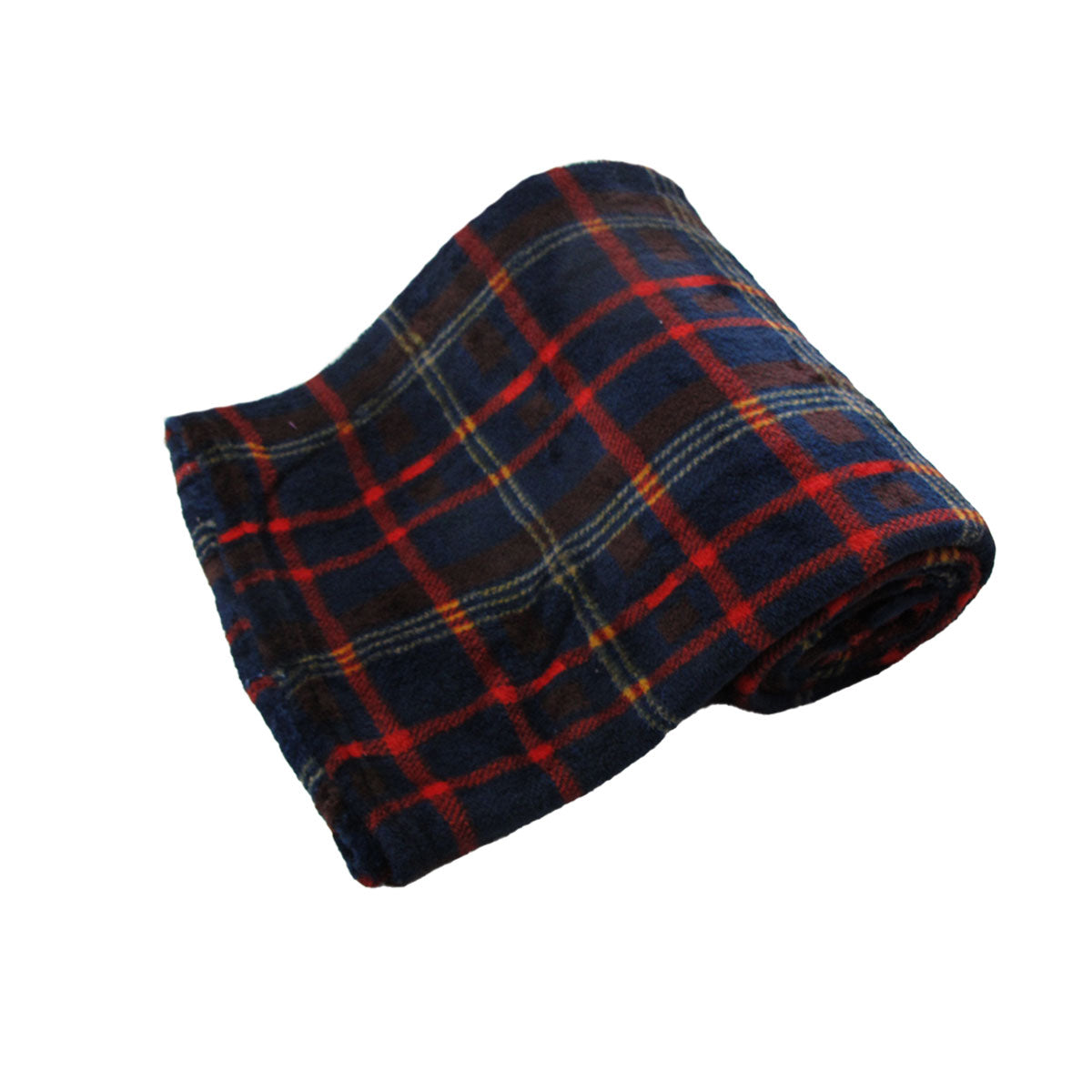 190GSM Fashion Printed Ultra Soft Coral Fleece Throw 127 x 152cm Checkered V442-BZO-THROW-CORALCHECKERED-NAVY-RE