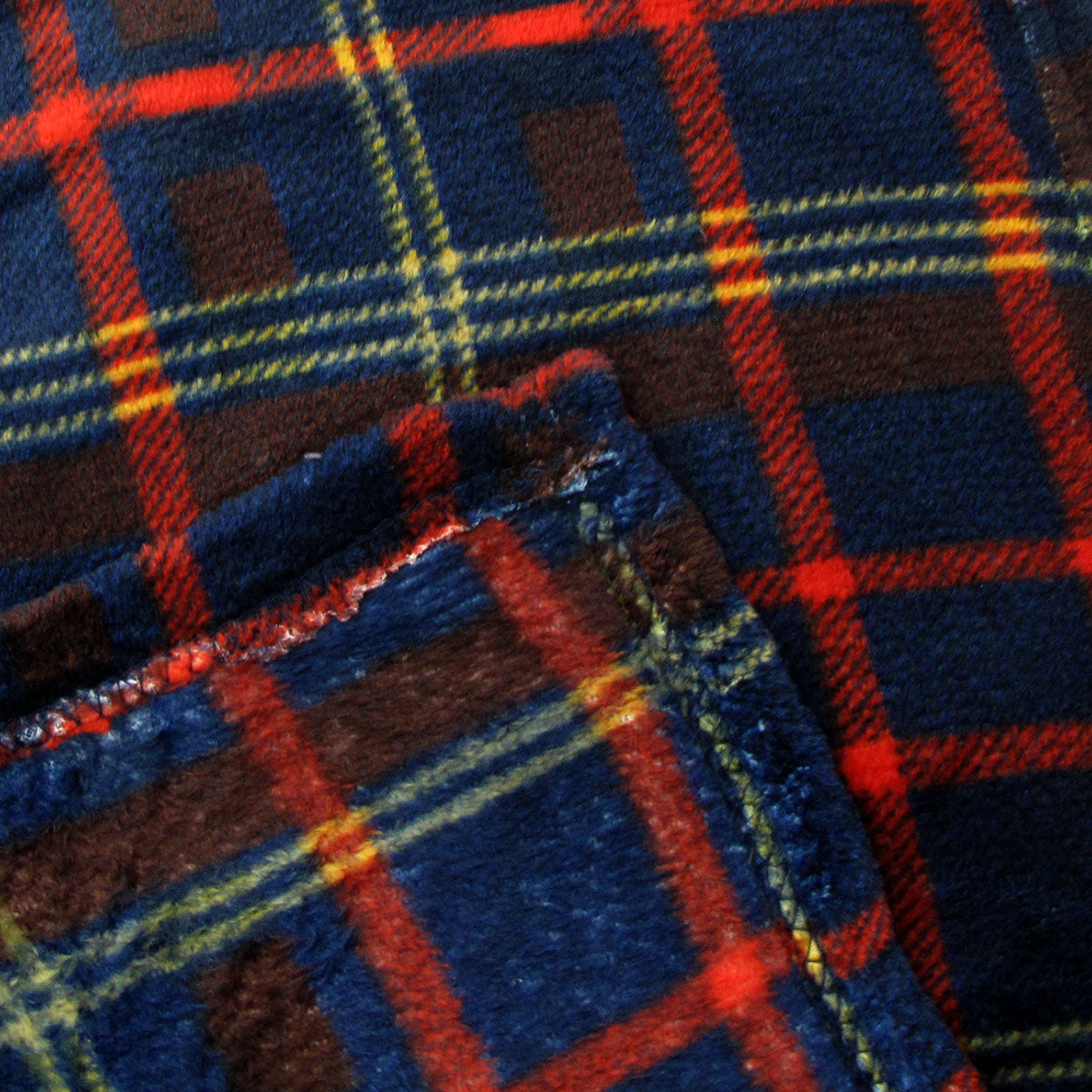 190GSM Fashion Printed Ultra Soft Coral Fleece Throw 127 x 152cm Checkered V442-BZO-THROW-CORALCHECKERED-NAVY-RE
