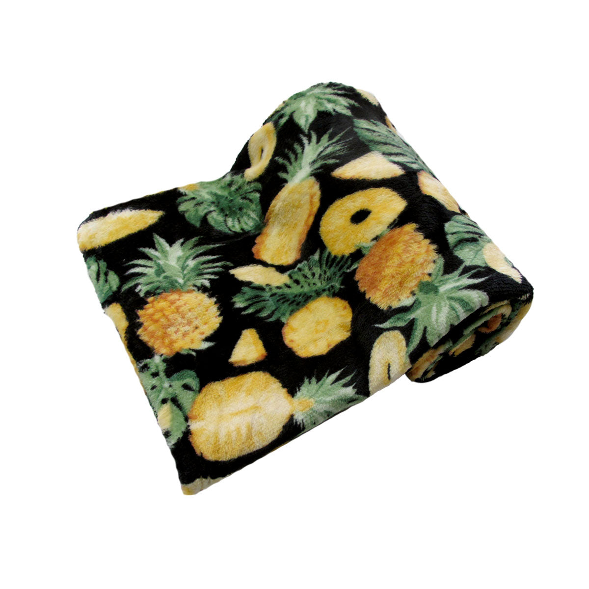 190GSM Fashion Printed Ultra Soft Coral Fleece Throw 127 x 152cm Pineapple V442-BZO-THROW-CORALPINEAPPLE-BLACK-RE