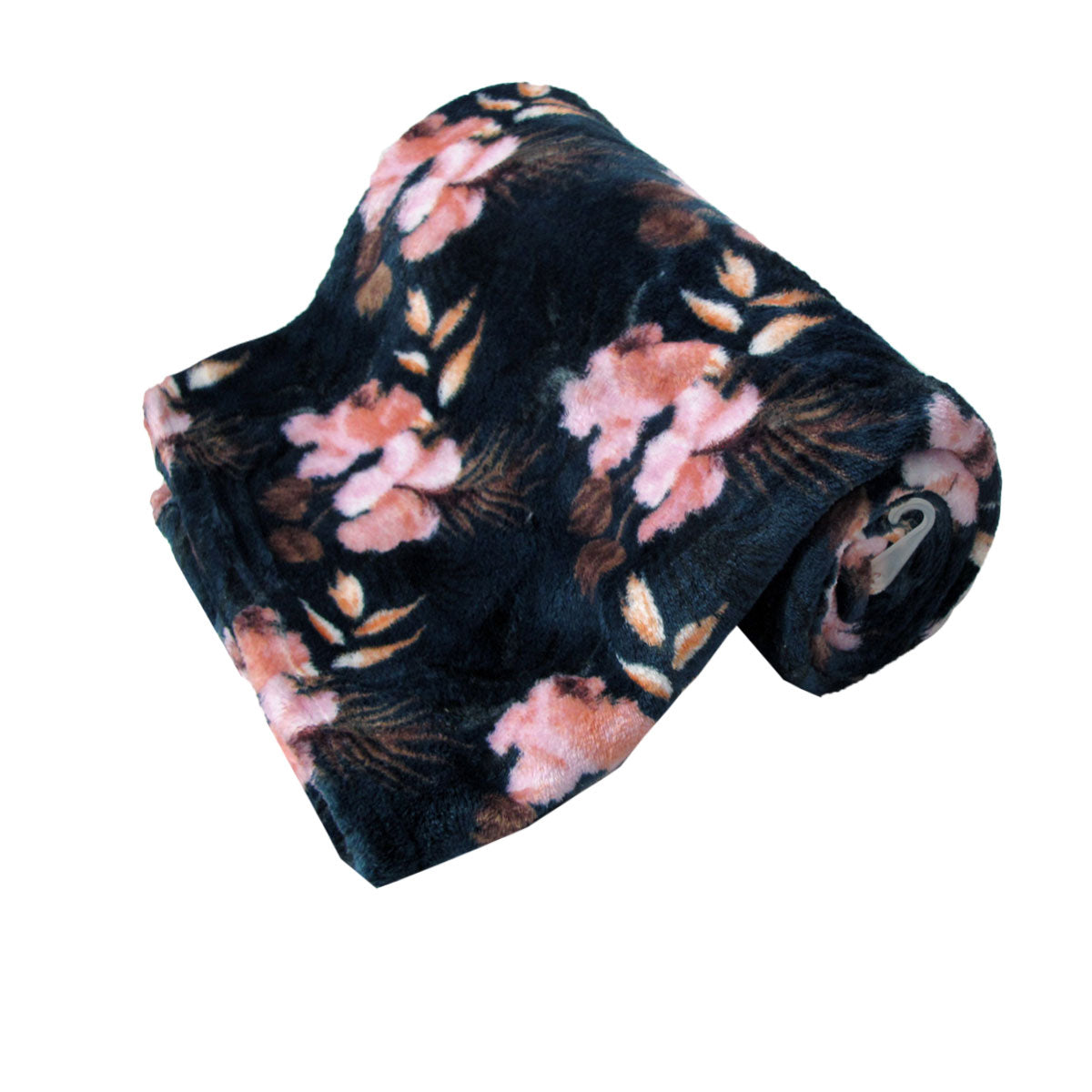 190GSM Fashion Printed Ultra Soft Coral Fleece Throw 127 x 152cm Roxy V442-BZO-THROW-CORALROXY-NAVY-RE