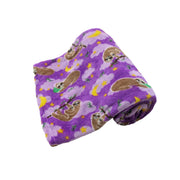 190GSM Girls Cute Ultra Soft Coral Fleece Throw 127 x 152cm Sleeping Sloths V442-BZO-THROW-CORALSLEEPINGSLOTHS-PURPLE-RE