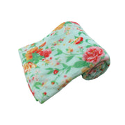 190GSM Fashion Printed Ultra Soft Coral Fleece Throw 127 x 152cm Tropical Floral Turquoise V442-BZO-THROW-CORALTROPICALFLORA-TURQUOISE-RE