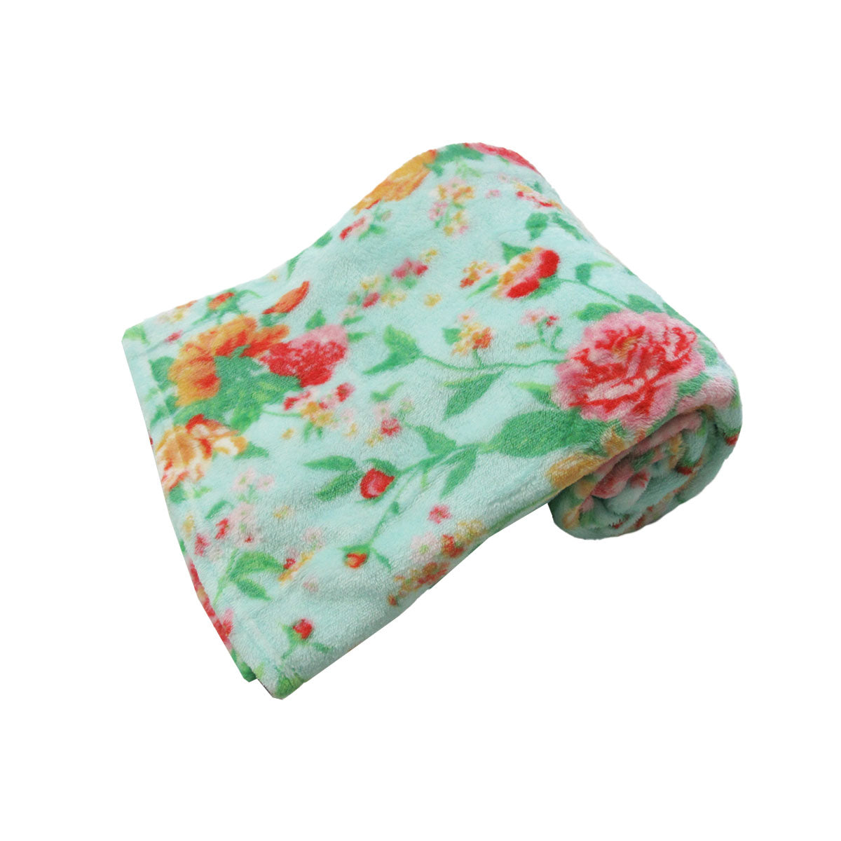 190GSM Fashion Printed Ultra Soft Coral Fleece Throw 127 x 152cm Tropical Floral Turquoise V442-BZO-THROW-CORALTROPICALFLORA-TURQUOISE-RE