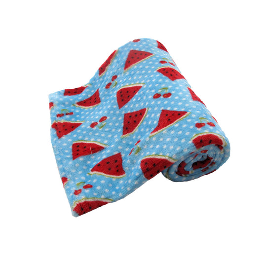 190GSM Girls Cute Ultra Soft Coral Fleece Throw 127 x 152cm Watermelon & Cherries V442-BZO-THROW-CORALWATERMELONCHERRIES-BLUE-RE