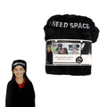 Kids Embroidered Hooded Throw Rug 100 x 125cm Black I Need Space V442-BZO-THROW-EMBHOODSPACE-BLACK-RE