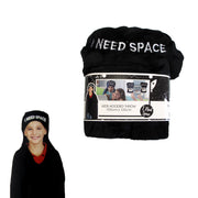 Kids Embroidered Hooded Throw Rug 100 x 125cm Black I Need Space V442-BZO-THROW-EMBHOODSPACE-BLACK-RE