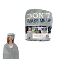 Kids Embroidered Hooded Throw Rug 100 x 125cm Grey Don't Wake Me Up V442-BZO-THROW-EMBHOODWAKEMEUP-GREY-RE