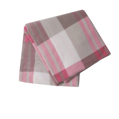 180GSM Extra Large Polar Fleece Throw Blanket 150 x 200cm Plaid Pink V442-BZO-THROW-PLAIDPOLAR-PINK-RE