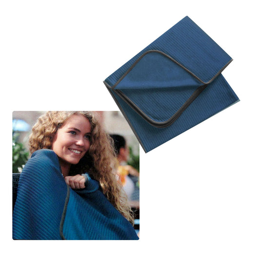 250GSM Ribbed Polar Fleece Throw 100 x 150cm Blue V442-BZO-THROW-RIBBEDPOLAR-BLUE-RE