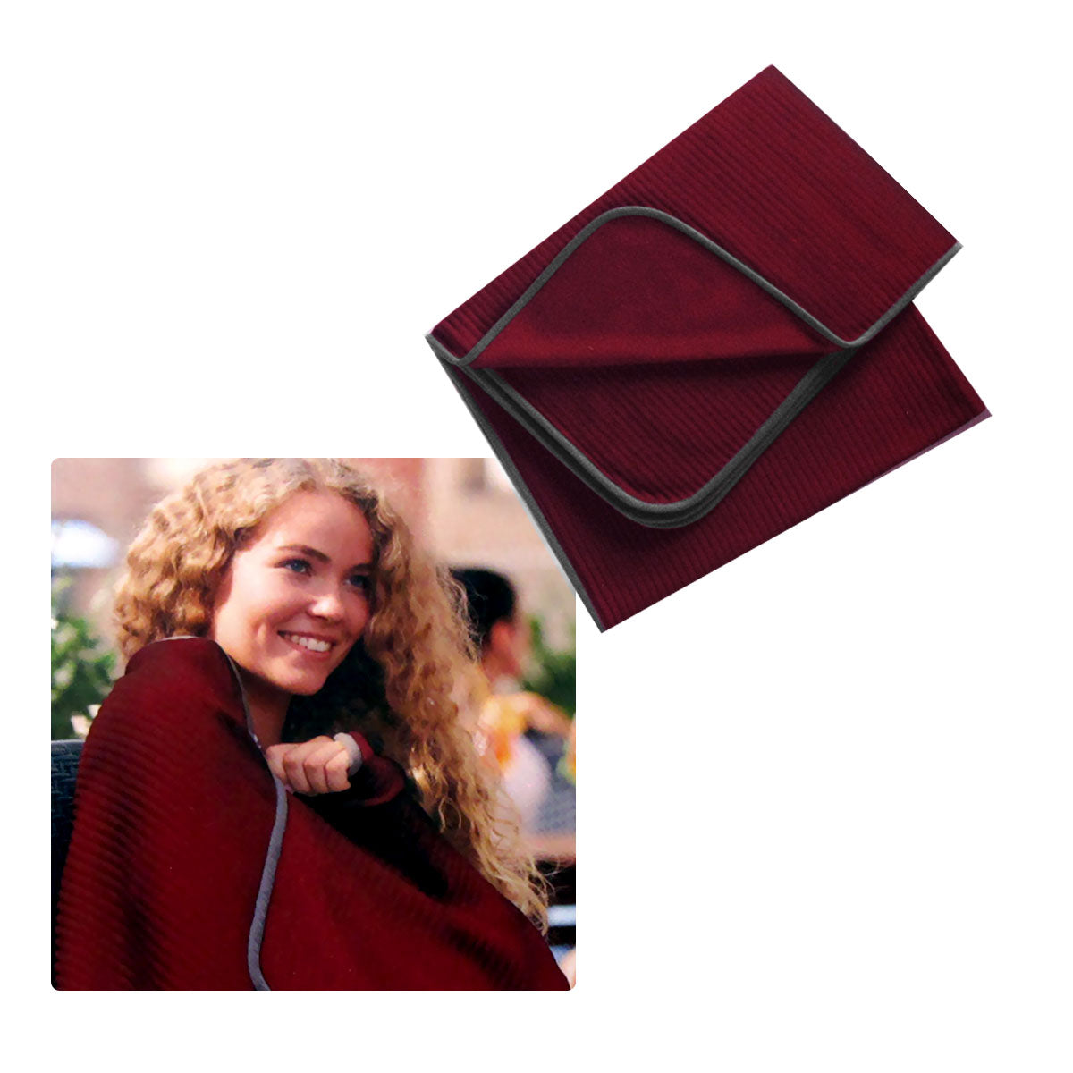 250GSM Ribbed Polar Fleece Throw 100 x 150cm Burgundy V442-BZO-THROW-RIBBEDPOLAR-BURGUNDY-RE