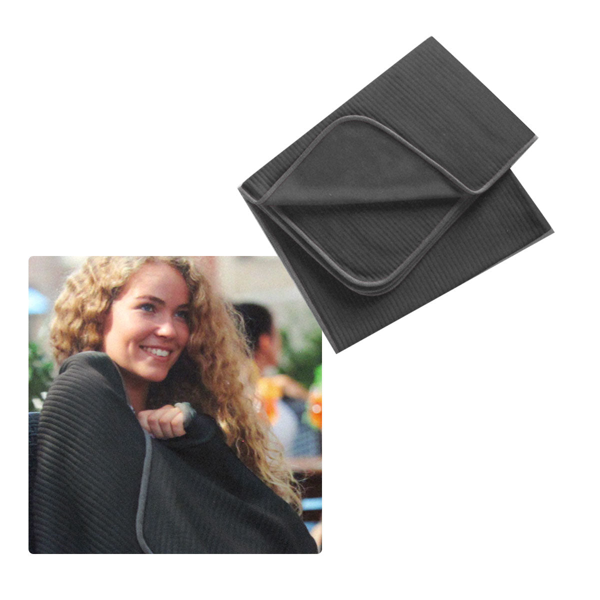 250GSM Ribbed Polar Fleece Throw 100 x 150cm Charcoal V442-BZO-THROW-RIBBEDPOLAR-CHARCOAL-RE