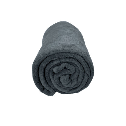Solid Colour Soft Coral Fleece Throw Rug 127 x 152 cm Charcoal V442-BZO-THROW-SOLIDCORALFLEECE-CHARCOAL-RE