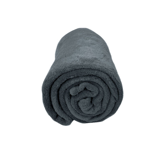 Solid Colour Soft Coral Fleece Throw Rug 127 x 152 cm Charcoal V442-BZO-THROW-SOLIDCORALFLEECE-CHARCOAL-RE