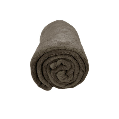 Solid Colour Soft Coral Fleece Throw Rug 127 x 152 cm Walnut V442-BZO-THROW-SOLIDCORALFLEECE-WALNUT-RE