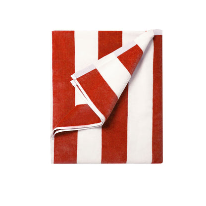 400GSM Cabana Stripe Cotton Polyester Beach Towel Red V442-BZO-TOWEL-CABANA-RED-RE
