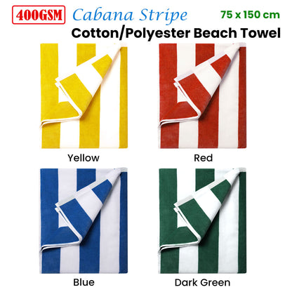 400GSM Cabana Stripe Cotton Polyester Beach Towel Yellow V442-BZO-TOWEL-CABANA-YELLOW-RE