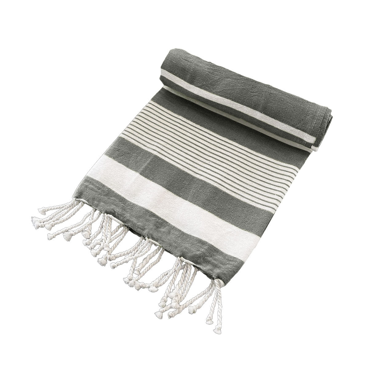 Cotton Rich Large Turkish Beach Towel with Tassels 80cm x 155cm Black V442-BZO-TOWEL-TURKISH-BLACK-RE