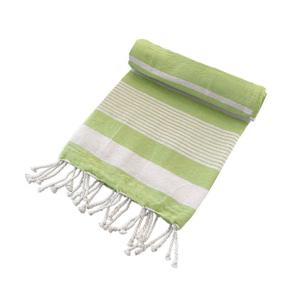 Cotton Rich Large Turkish Beach Towel with Tassels 80cm x 155cm Green V442-BZO-TOWEL-TURKISH-GREEN-RE