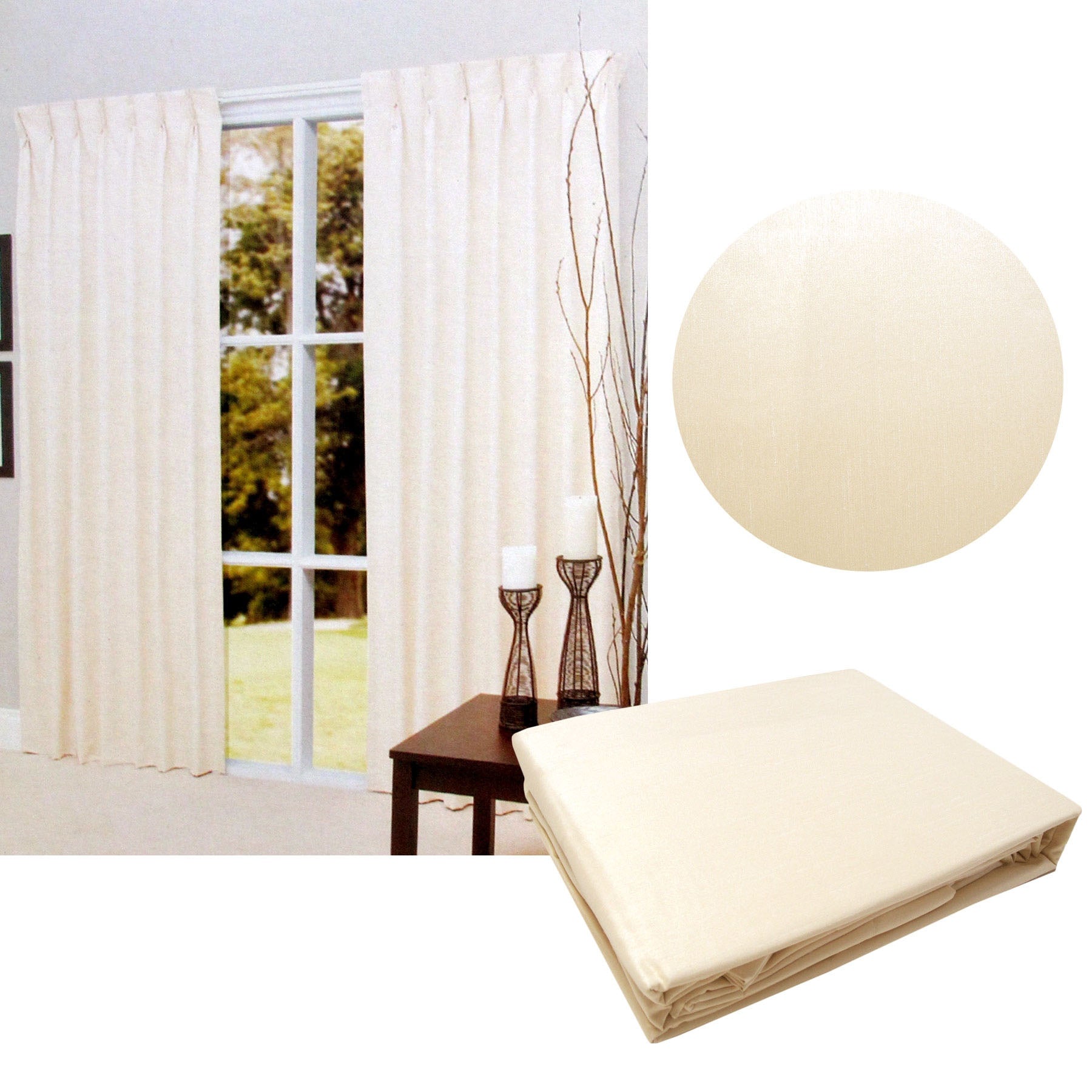 Pair of Cream Blockout Pinch Pleat Curtains to Fit Window 90 x 213cm V442-CAP-CURTAIN-BLOCKOUT90CM-CREAM-RE