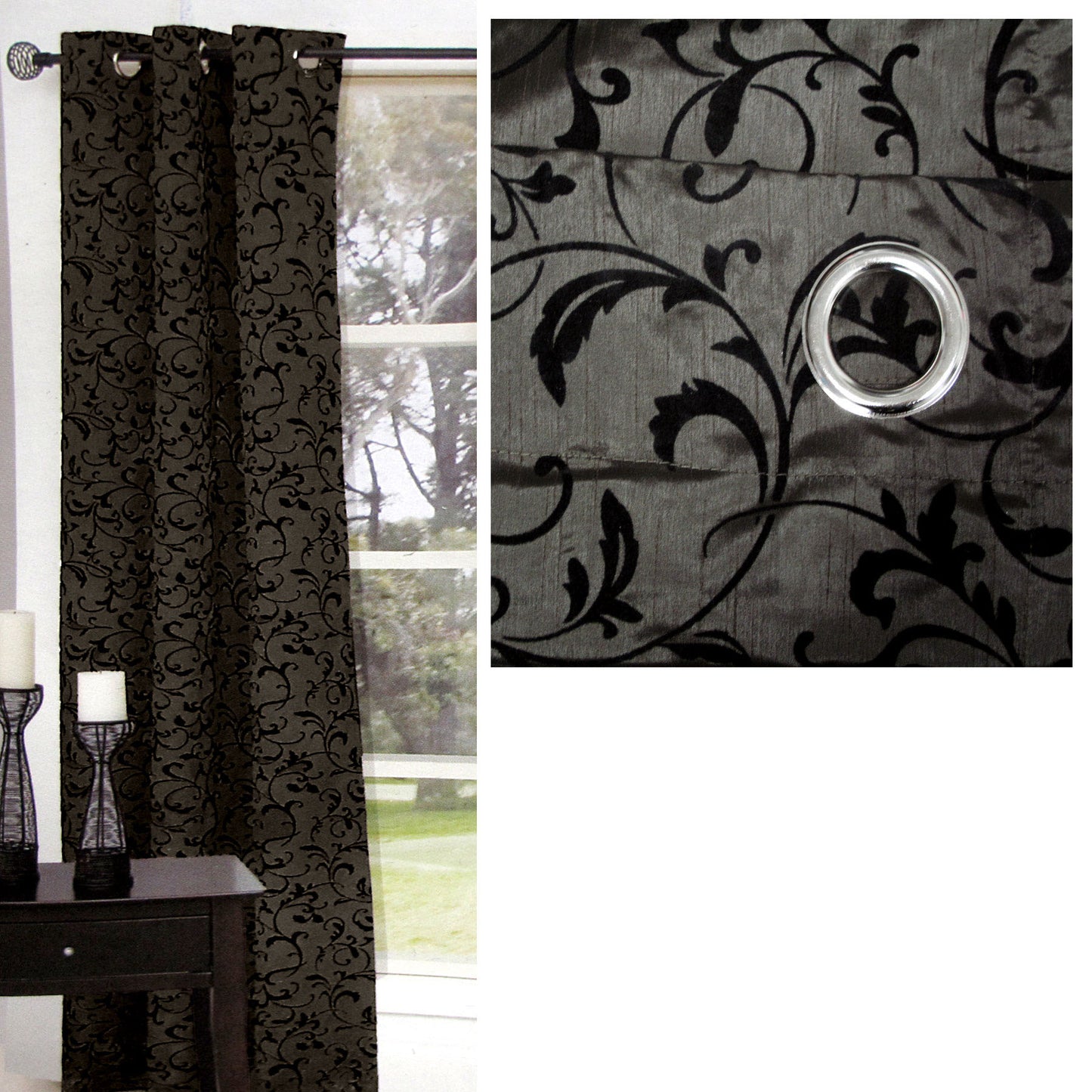 One Piece of Options Flocking Unlined Curtain 110 x 213 cm Charcoal V442-CAP-CURTAIN-OPTIONSFLOCKING-CHARCOAL-RE