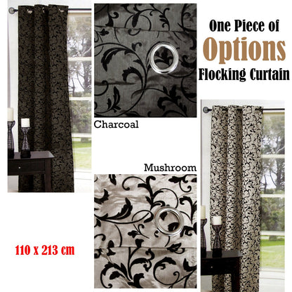 One Piece of Options Flocking Unlined Curtain 110 x 213 cm Charcoal V442-CAP-CURTAIN-OPTIONSFLOCKING-CHARCOAL-RE