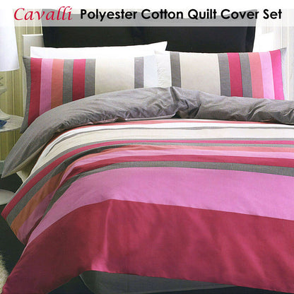 Belmondo Cavalli Polyester Cotton Quilt Cover Set Queen V442-CAP-QUILTCS-CAVALLI-PINK-QS