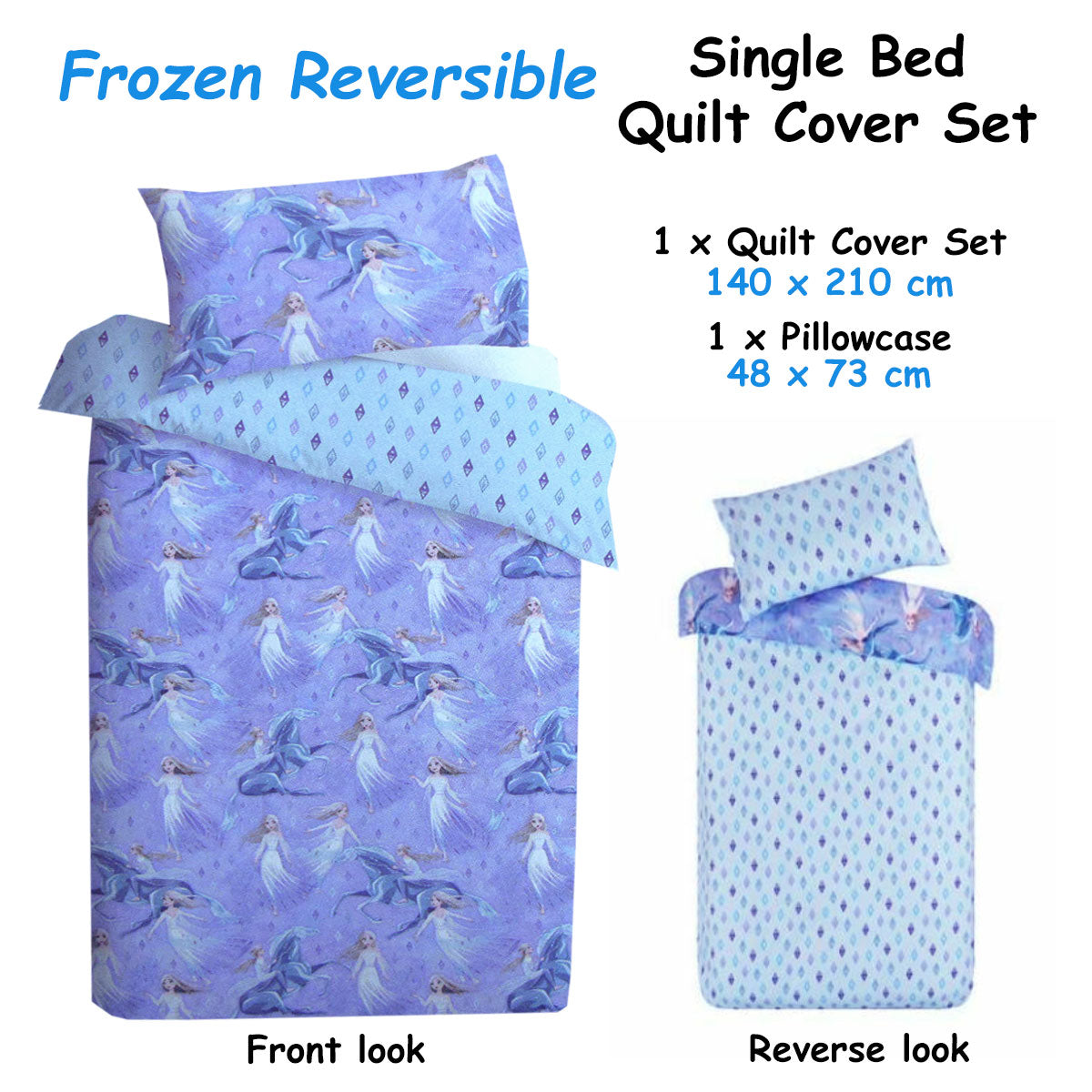 Caprice Disney Frozen Elsa Reversible Licensed Quilt Cover Set Single V442-CAP-QUILTCS-FROZEN6311-LILAC-SB