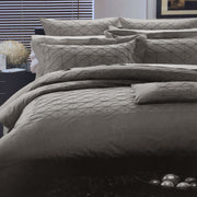 Geometric Tuck Linen Polyester Cotton Quilt Cover Set Queen V442-CAP-QUILTCS-GEOMETRIC-LINEN-QS
