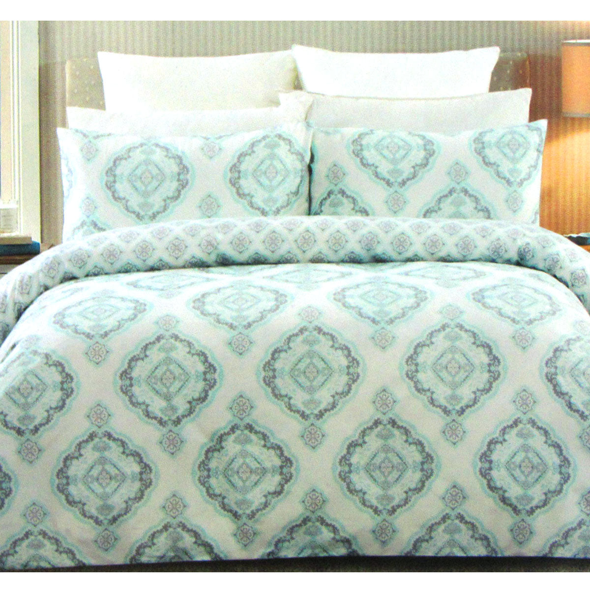 225TC Persia Cotton Rich Easy Care Quilt Cover Set King V442-CAP-QUILTCS-PERSIA-TURQUOISE-KI