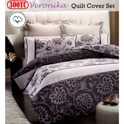 Belmondo 300TC Veronika Cotton Floral Quilt Cover Set Queen