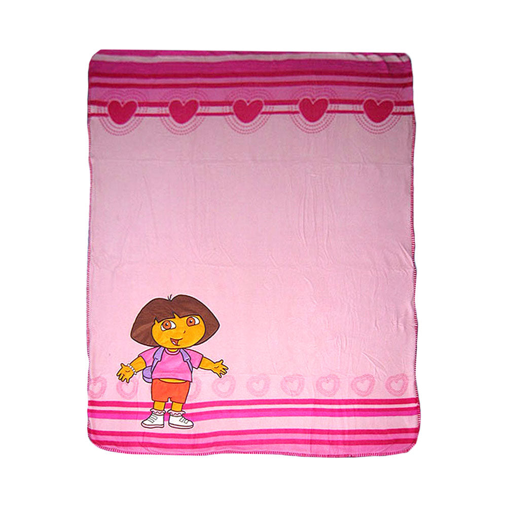 Caprice Polar Fleece Throw Rug Dora Explorer Thick and Embroidered Pink Heart 127 x 152 cm V442-CAP-THROW-DORAHEART-PINK-RE