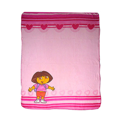 Caprice Polar Fleece Throw Rug Dora Explorer Thick and Embroidered Pink Heart 127 x 152 cm V442-CAP-THROW-DORAHEART-PINK-RE