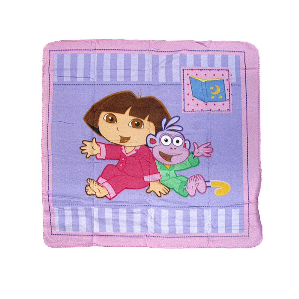 Caprice Polar Fleece Throw Rug Dora Explorer with Monkey 100 x 100 cm V442-CAP-THROW-DORAWITHMONKEY-RED-SQ