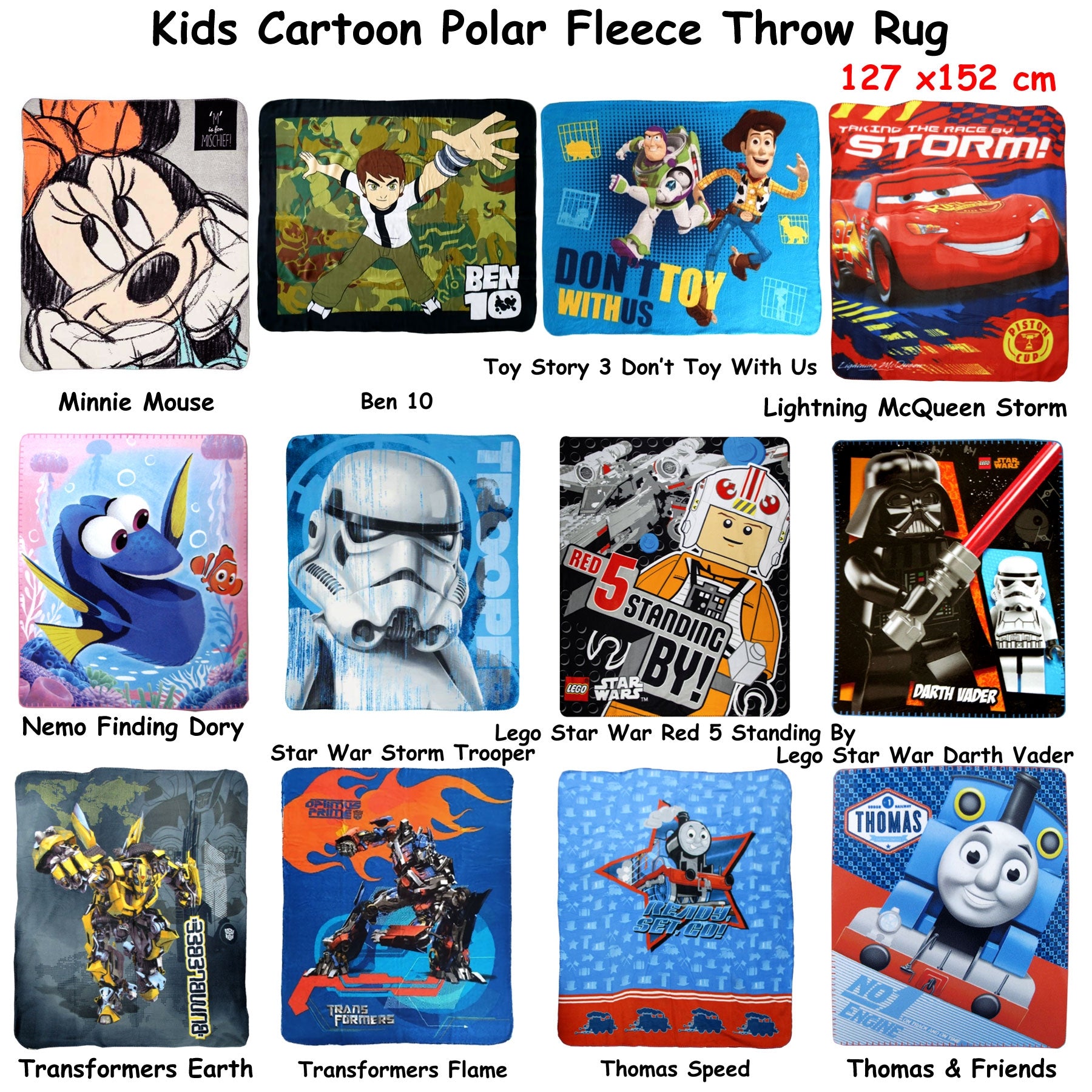 Polar Fleece Throw Rug Lego Star War Red 5 Standing By V442-CAP-THROW-RED5STANDINGBY-MULTI-RE