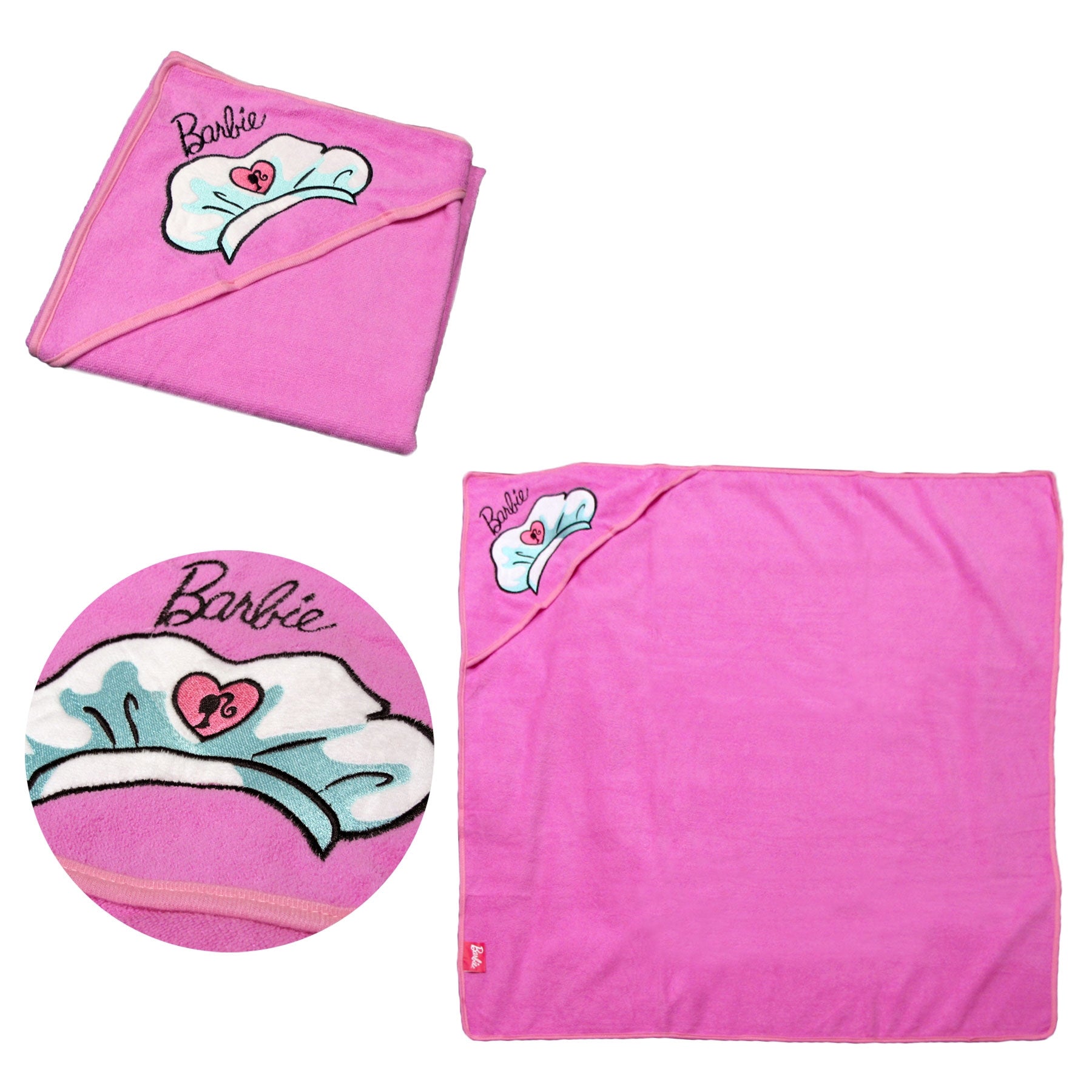 Barbie Embroidered Microfiber Hooded Towel V442-CAP-TOWEL-BARBIEHOODED-PINK-SQ