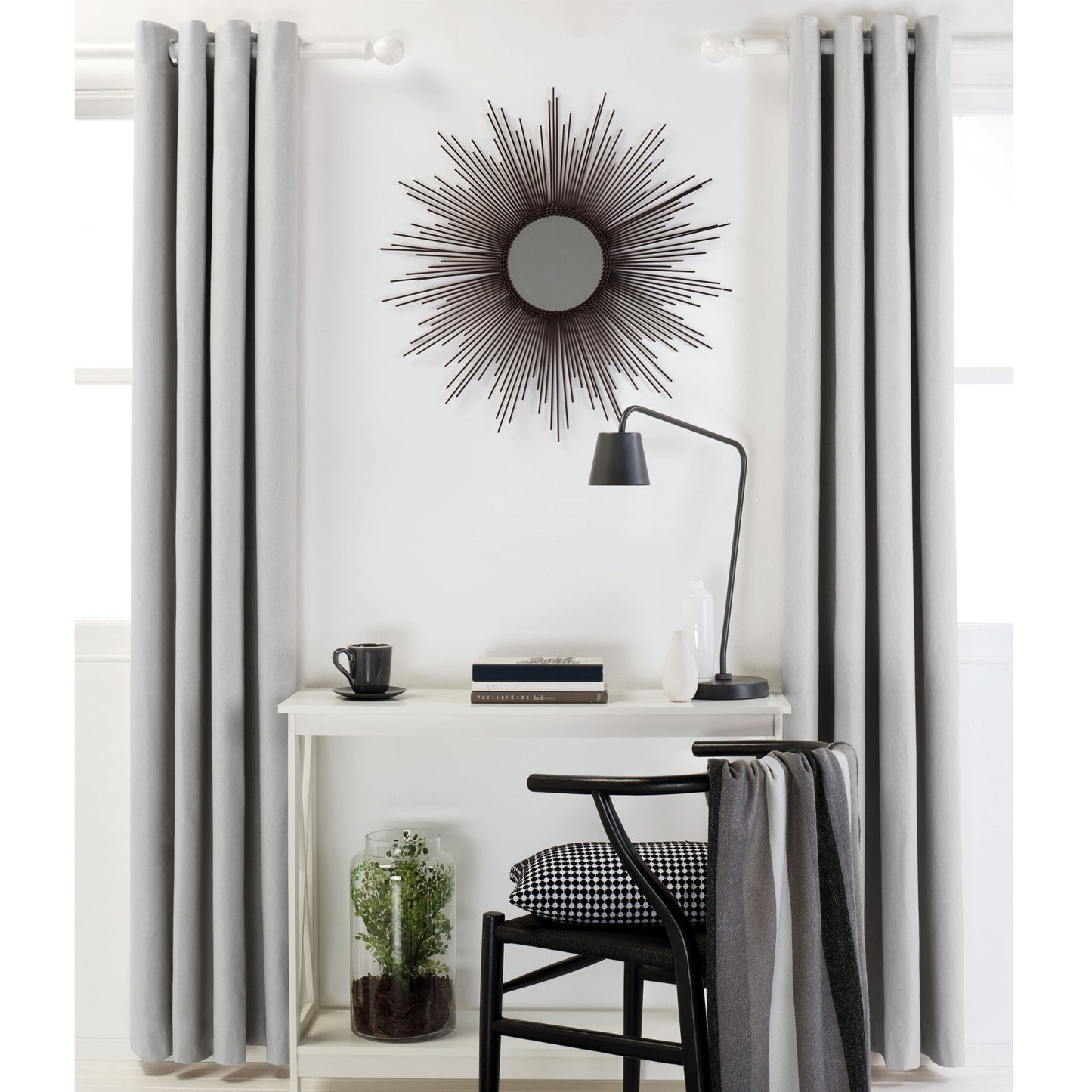 Designers Choice Pair of Linen Cotton Coated Eyelet Curtains Grey 140 x 213cm V442-DRY-CURTAIN-LINENCOTTON213-GREY-RE