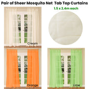 Pair of Sheer Mosquito Net Tab Top Curtains 150 x 240 cm Cream V442-END-CURTAIN-MOSQUITOPAIR-CREAM-RE