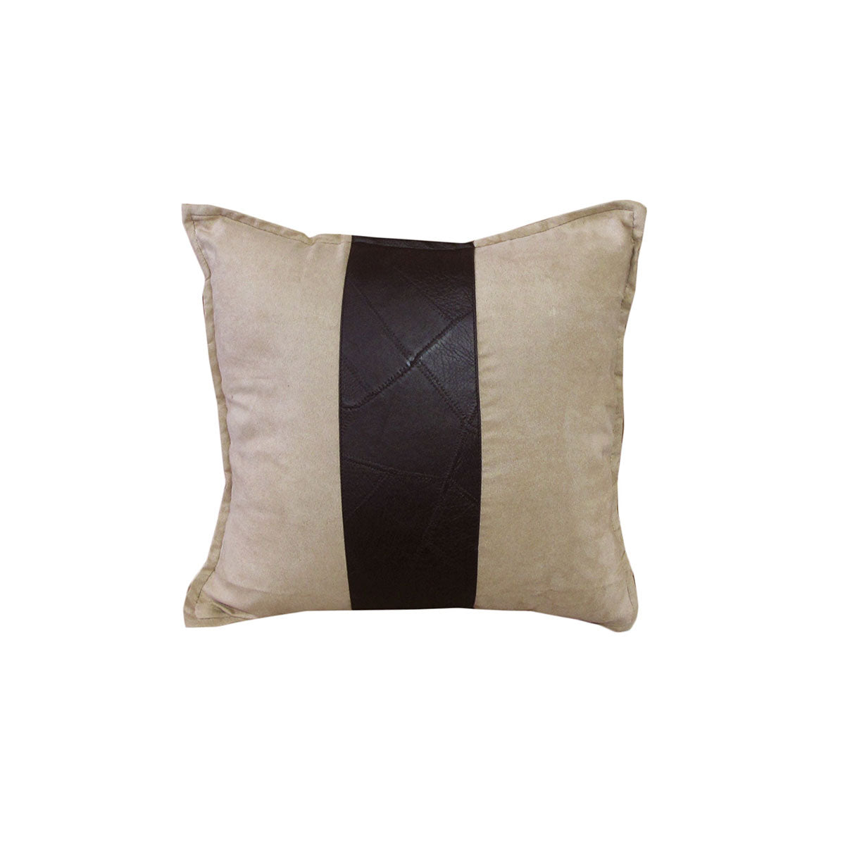 Phase 2 Studio Faux Suede/Faux Leather Square Cushion Cover 40 x 40 cm V442-END-CUSHIONC-STUDIO-BROWN-SQ