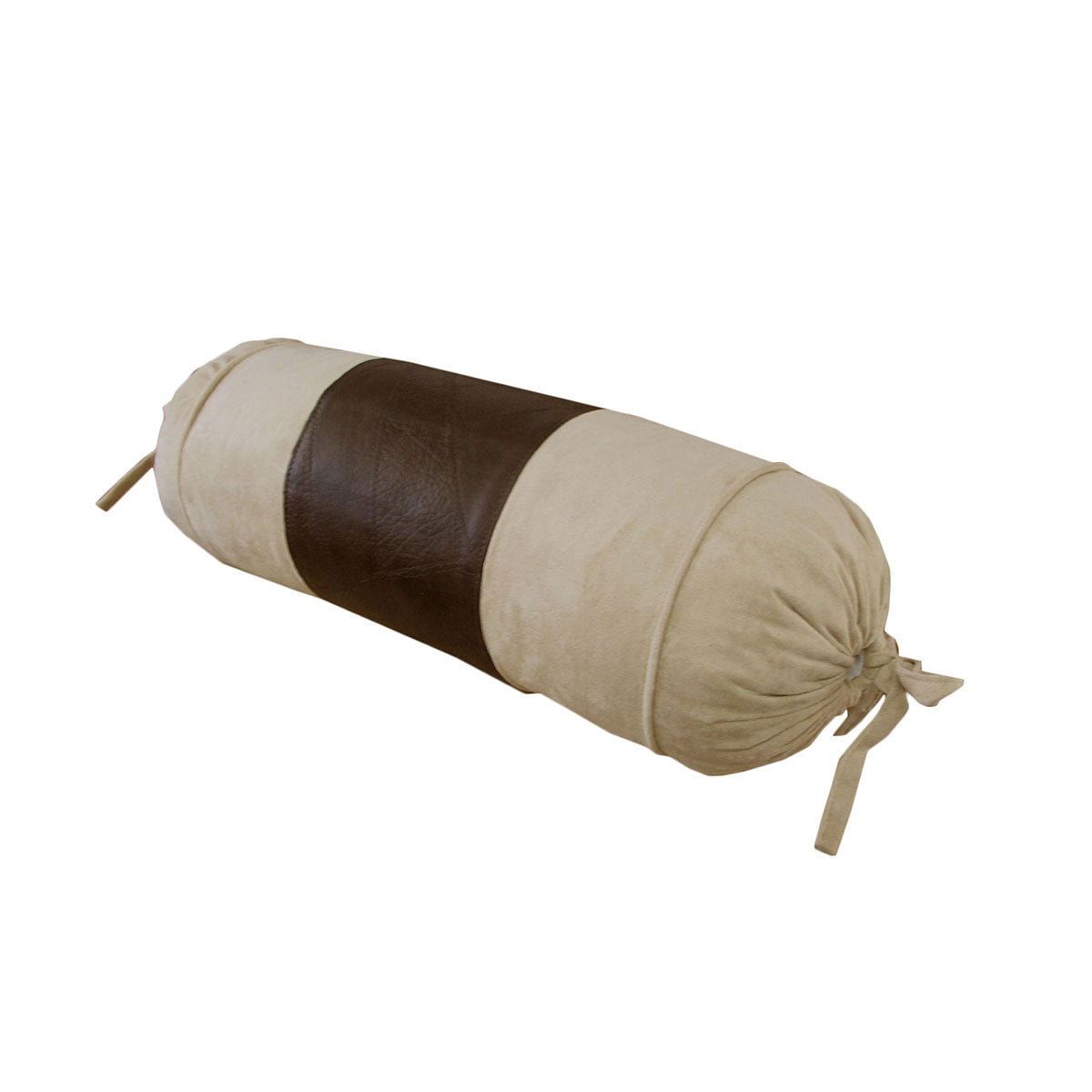 Phase 2 Studio Faux Suede/Faux Leather Neckroll Cover 15 x 35 cm V442-END-NECKROLLC-STUDIO-BROWN-NK