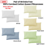 420TC Pair of Wrinkle Free No Flap Queen Pillowcases Pale Gold V442-END-PILLOWC-420TCNOFLAP-PALEGOLD-QS