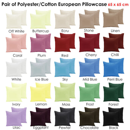 Pair of Polyester Cotton European Pillowcases Moss V442-END-PILLOWC-POLYCOTTON-MOSS-EU