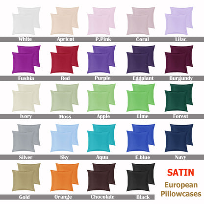 PepperMIll Satin European Pillowcases ( Pair ) CORAL V442-END-PILLOWC-SATIN-CORAL-EU