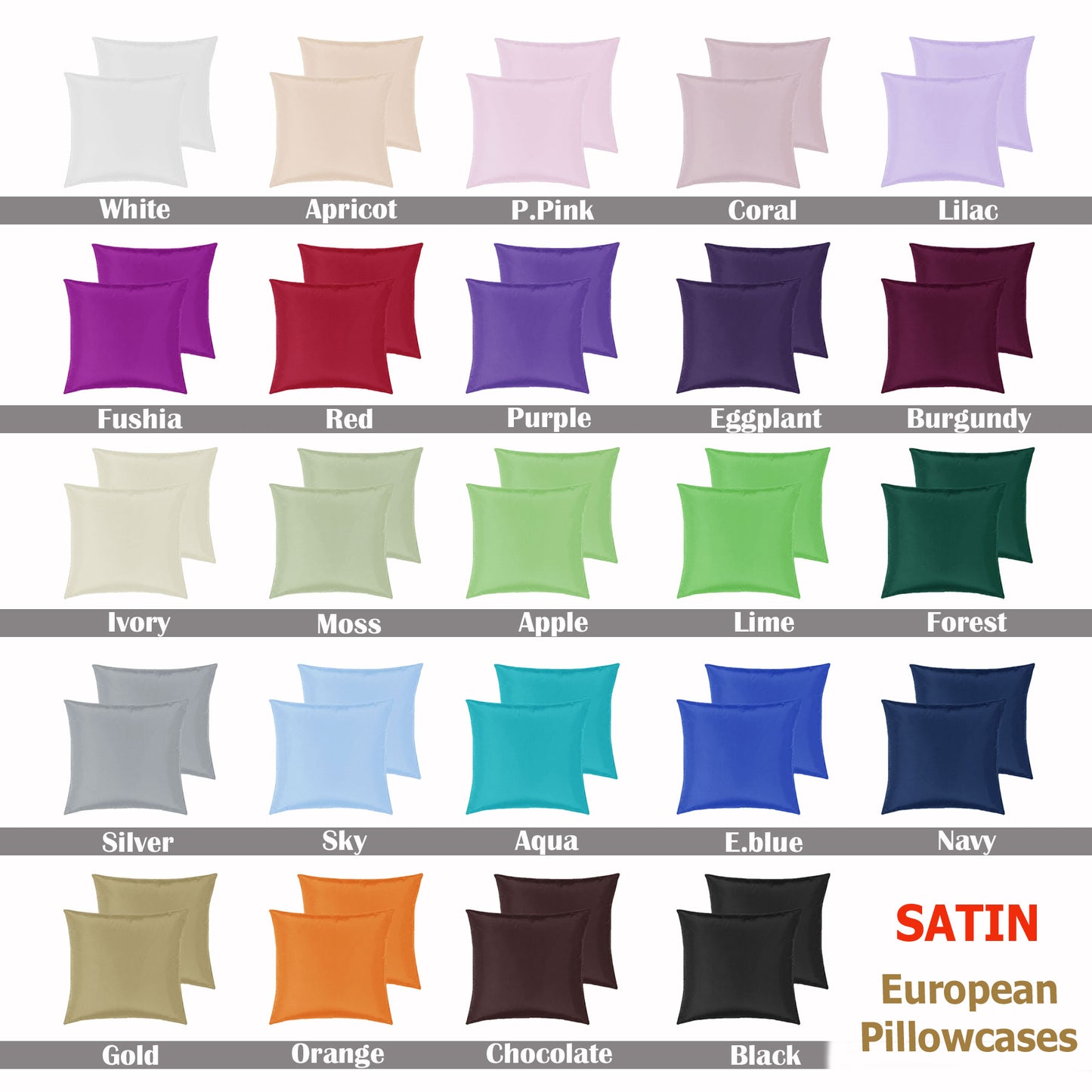 PepperMIll Satin European Pillowcases ( Pair ) FOREST V442-END-PILLOWC-SATIN-FOREST-EU