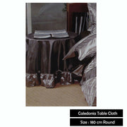 Boudoir Caledonia Black Silver Round Tablecloth V442-END-TABLEC-CALEDONIA-BLACK-RD